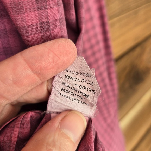 Johnnie-O Hanging out Mens Checked Long Sleeve Button Down Shirt L Pink Cottage - Picture 6 of 9